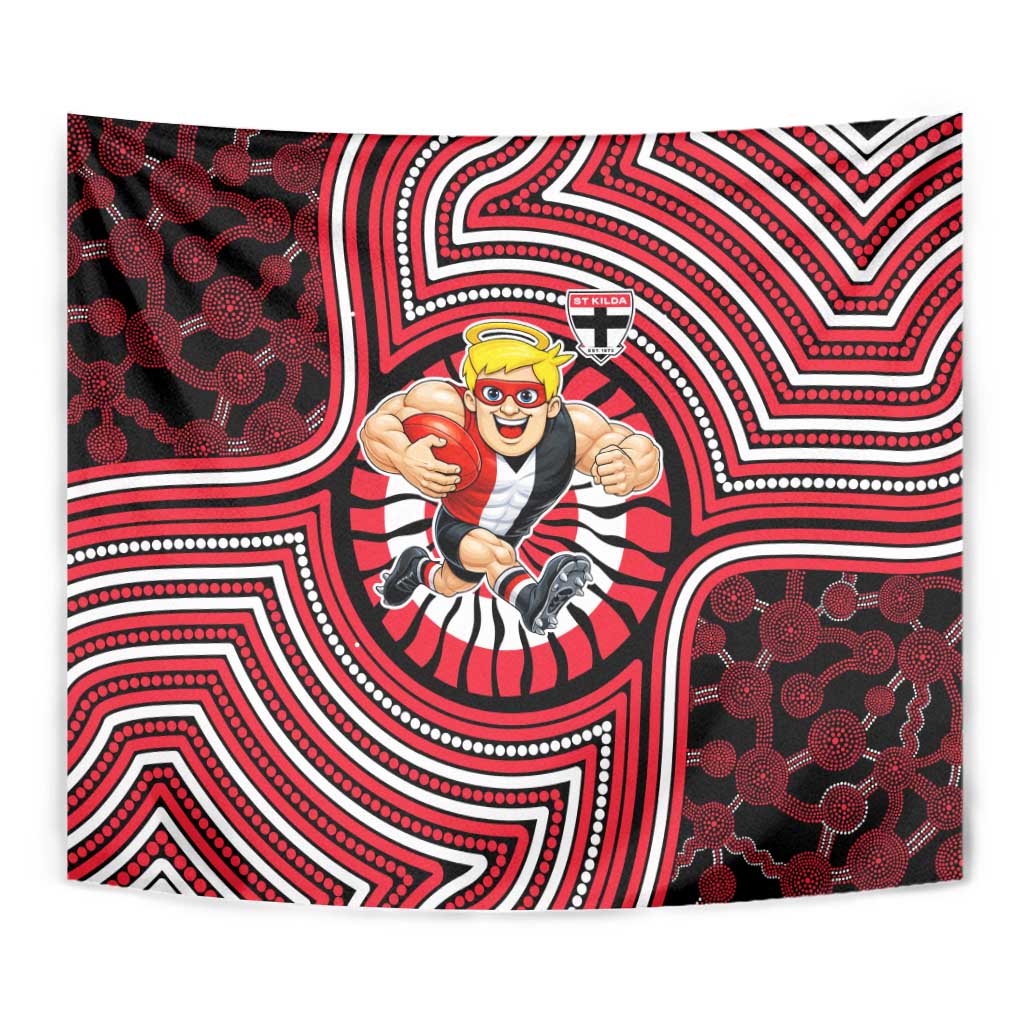 St Kilda Football Club Tapestry Indigenous Monochrome Dot Art Mascot Style