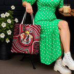 St Kilda Football Club Tote Bag Indigenous Monochrome Dot Art Mascot Style
