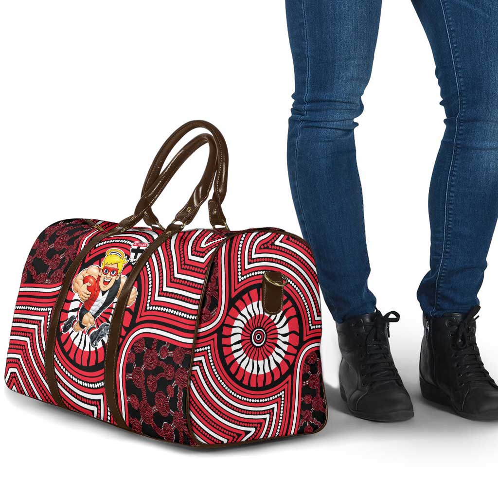 St Kilda Football Club Travel Bag Indigenous Monochrome Dot Art Mascot Style