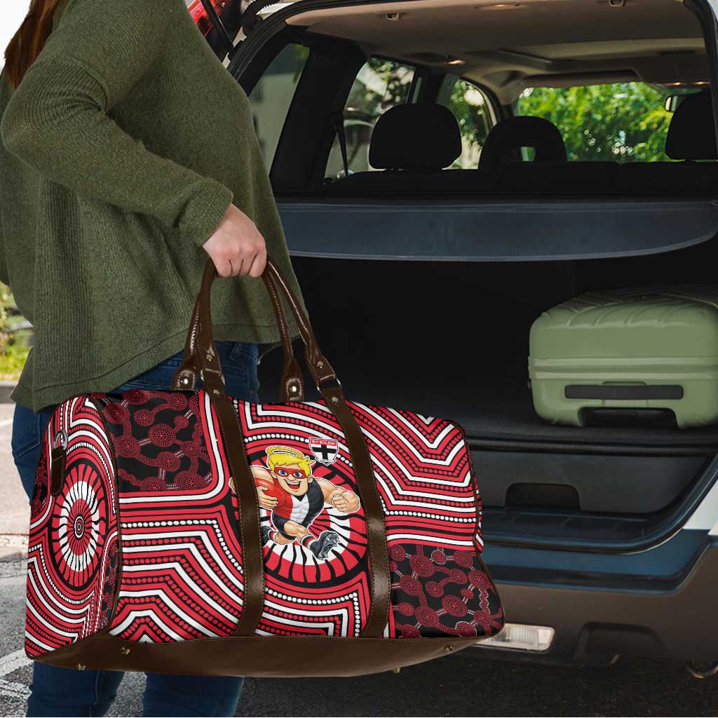 St Kilda Football Club Travel Bag Indigenous Monochrome Dot Art Mascot Style
