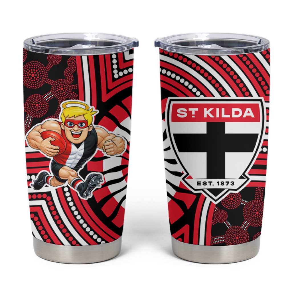 St Kilda Football Club Tumbler Cup Indigenous Monochrome Dot Art Mascot Style