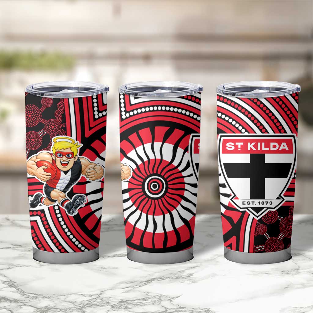 St Kilda Football Club Tumbler Cup Indigenous Monochrome Dot Art Mascot Style