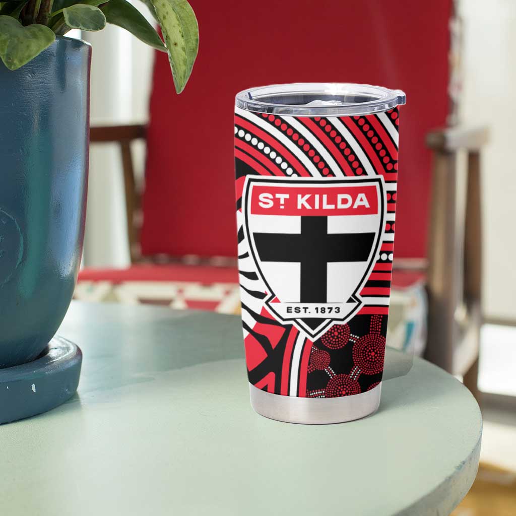St Kilda Football Club Tumbler Cup Indigenous Monochrome Dot Art Mascot Style