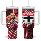 St Kilda Football Club Tumbler With Handle Indigenous Monochrome Dot Art Mascot Style