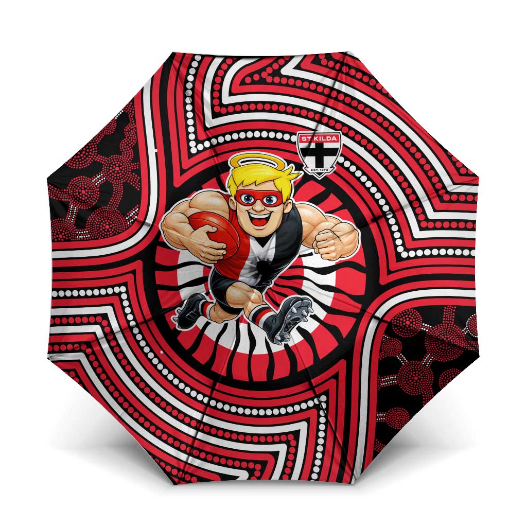 St Kilda Football Club Umbrella Indigenous Monochrome Dot Art Mascot Style