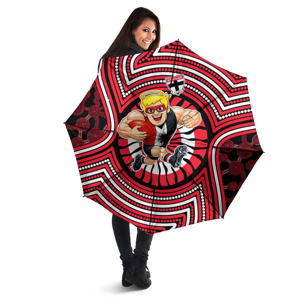 St Kilda Football Club Umbrella Indigenous Monochrome Dot Art Mascot Style