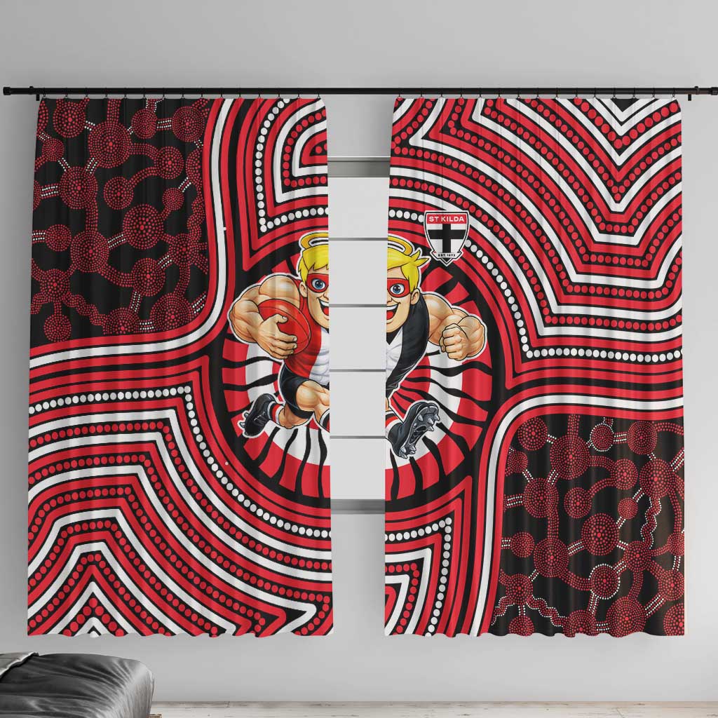 St Kilda Football Club Window Curtain Indigenous Monochrome Dot Art Mascot Style