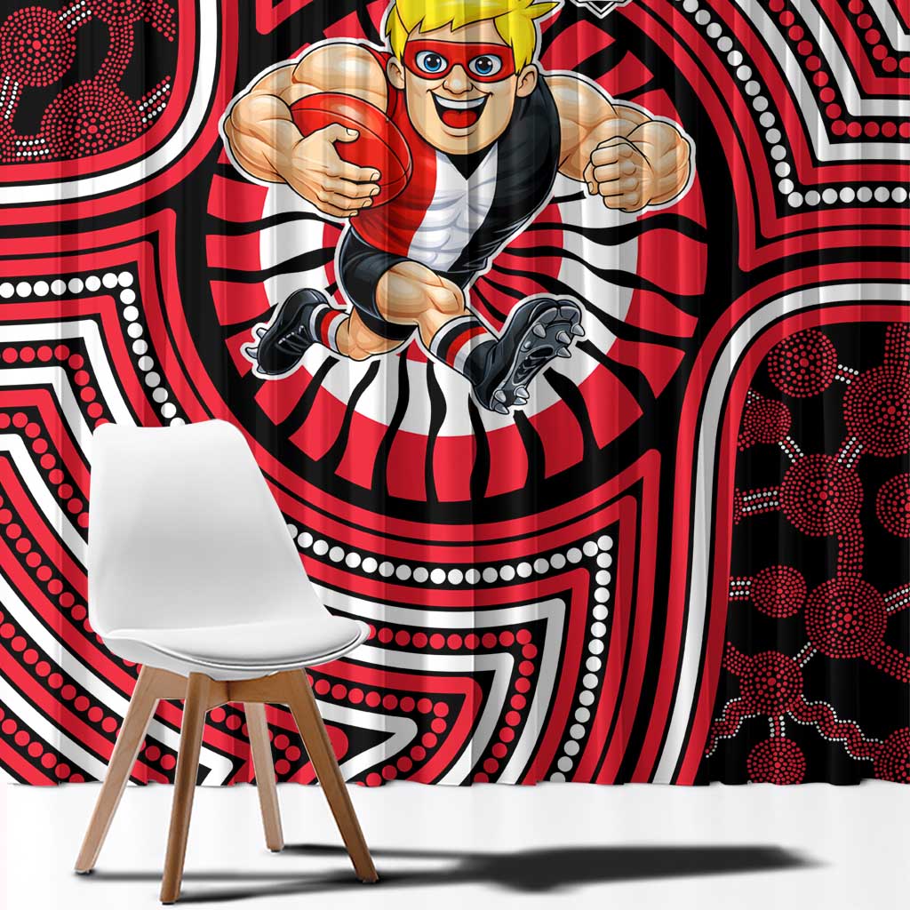 St Kilda Football Club Window Curtain Indigenous Monochrome Dot Art Mascot Style