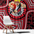 St Kilda Football Club Window Curtain Indigenous Monochrome Dot Art Mascot Style