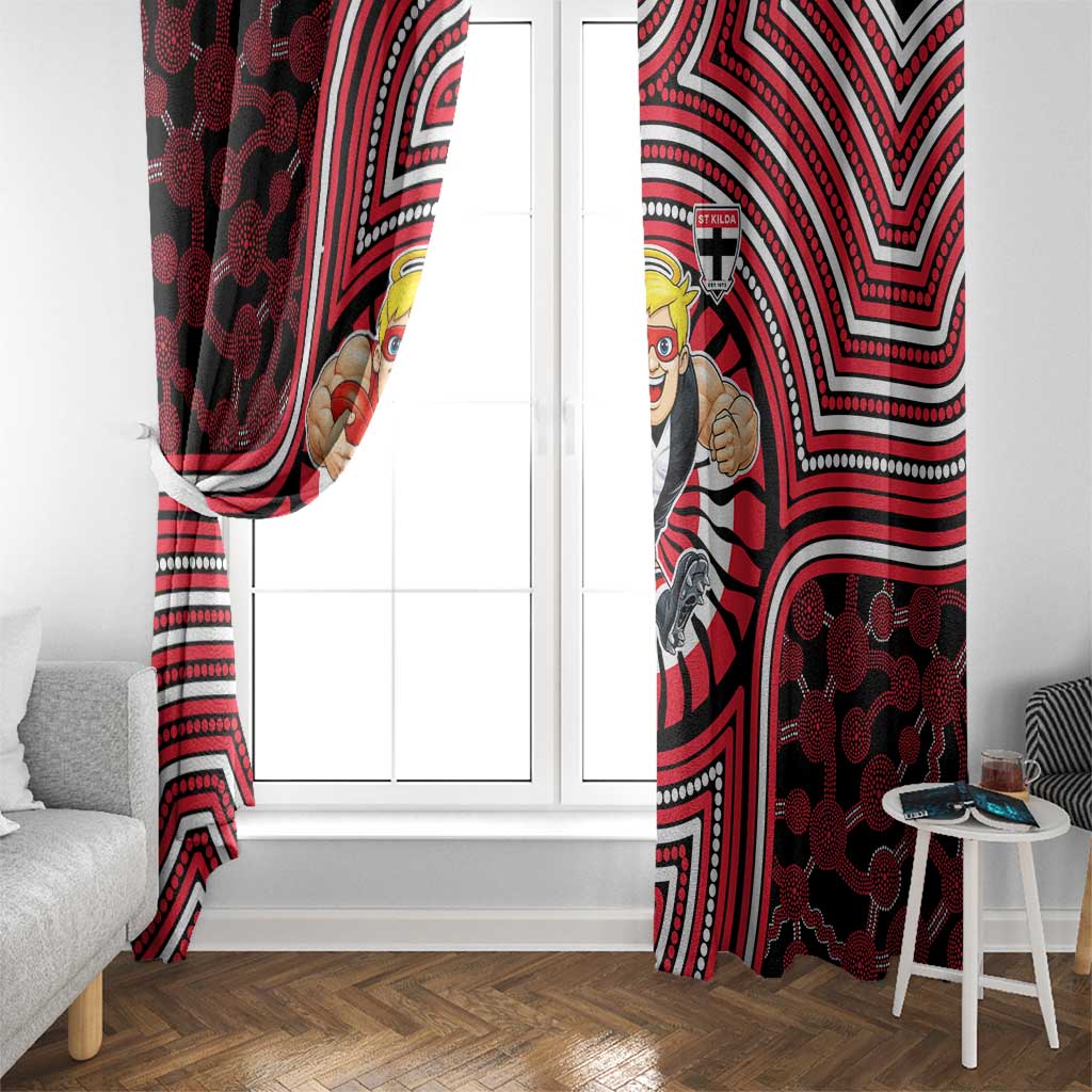 St Kilda Football Club Window Curtain Indigenous Monochrome Dot Art Mascot Style