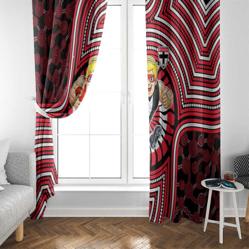 St Kilda Football Club Window Curtain Indigenous Monochrome Dot Art Mascot Style
