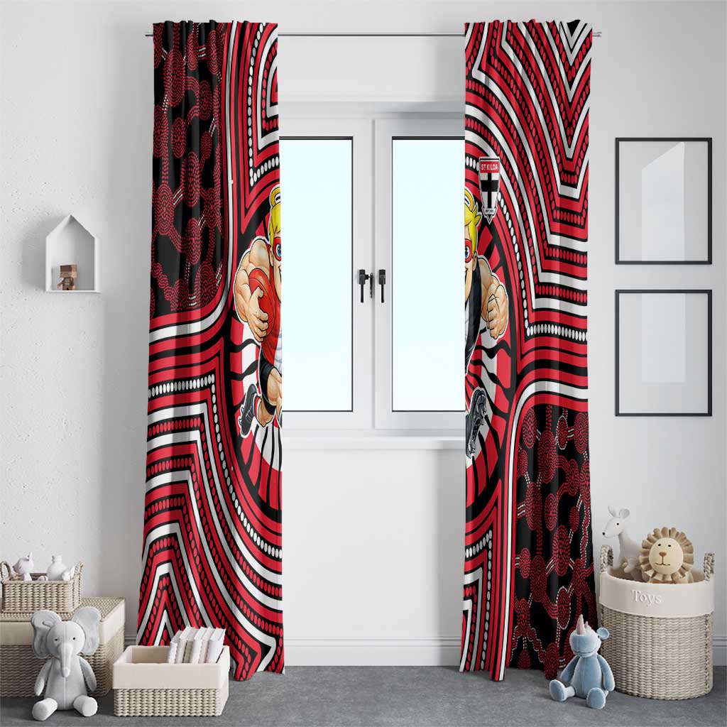 St Kilda Football Club Window Curtain Indigenous Monochrome Dot Art Mascot Style