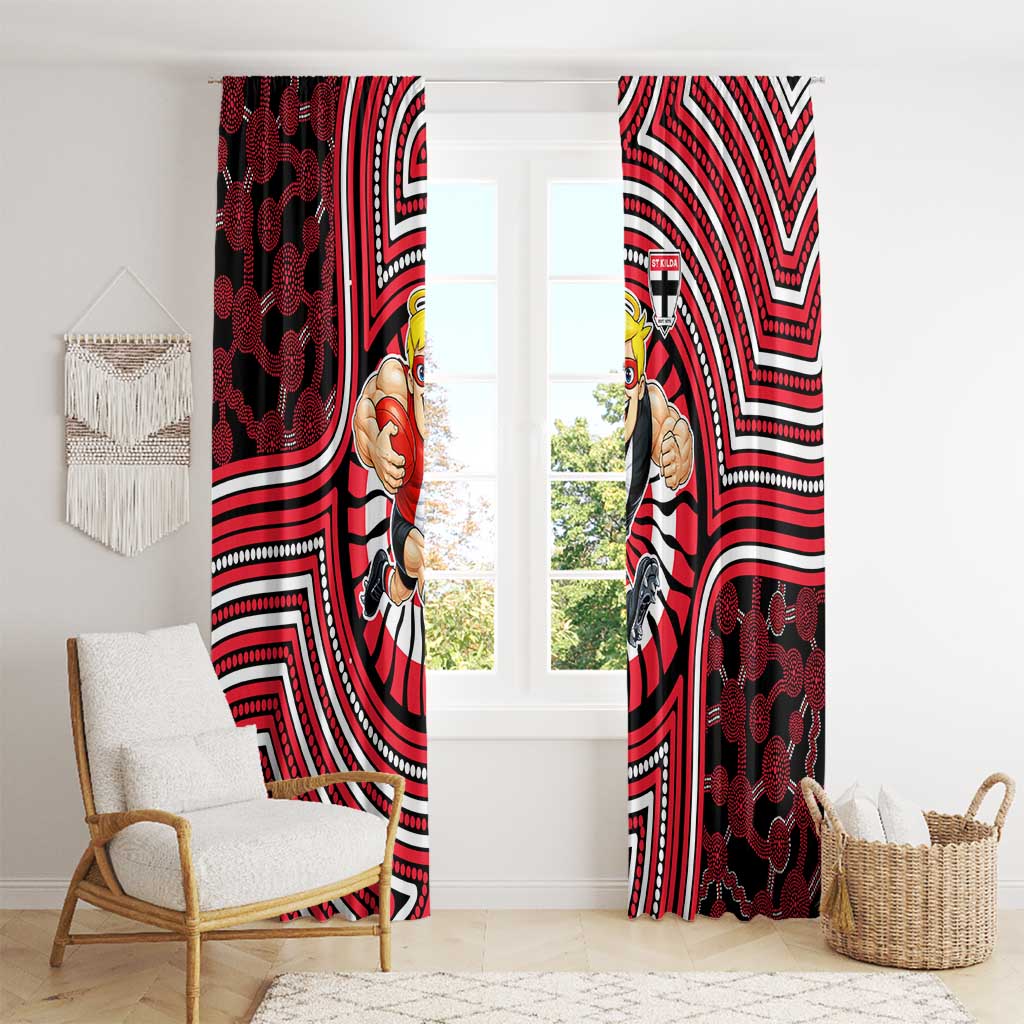 St Kilda Football Club Window Curtain Indigenous Monochrome Dot Art Mascot Style