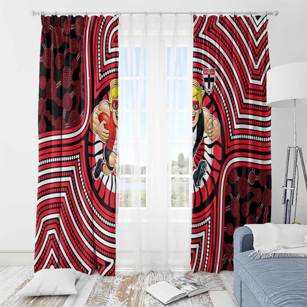 St Kilda Football Club Window Curtain Indigenous Monochrome Dot Art Mascot Style