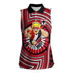 St Kilda Football Club Women Sleeveless Polo Shirt Indigenous Monochrome Dot Art Mascot Style