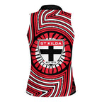 St Kilda Football Club Women Sleeveless Polo Shirt Indigenous Monochrome Dot Art Mascot Style