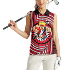St Kilda Football Club Women Sleeveless Polo Shirt Indigenous Monochrome Dot Art Mascot Style