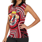 St Kilda Football Club Women Sleeveless Polo Shirt Indigenous Monochrome Dot Art Mascot Style