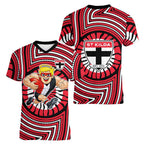 St Kilda Football Club Women V-Neck T-Shirt Indigenous Monochrome Dot Art Mascot Style