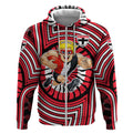 St Kilda Football Club Zip Hoodie Indigenous Monochrome Dot Art Mascot Style