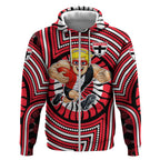 St Kilda Football Club Zip Hoodie Indigenous Monochrome Dot Art Mascot Style