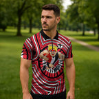 St Kilda Football Club Zipper Polo Shirt Indigenous Monochrome Dot Art Mascot Style