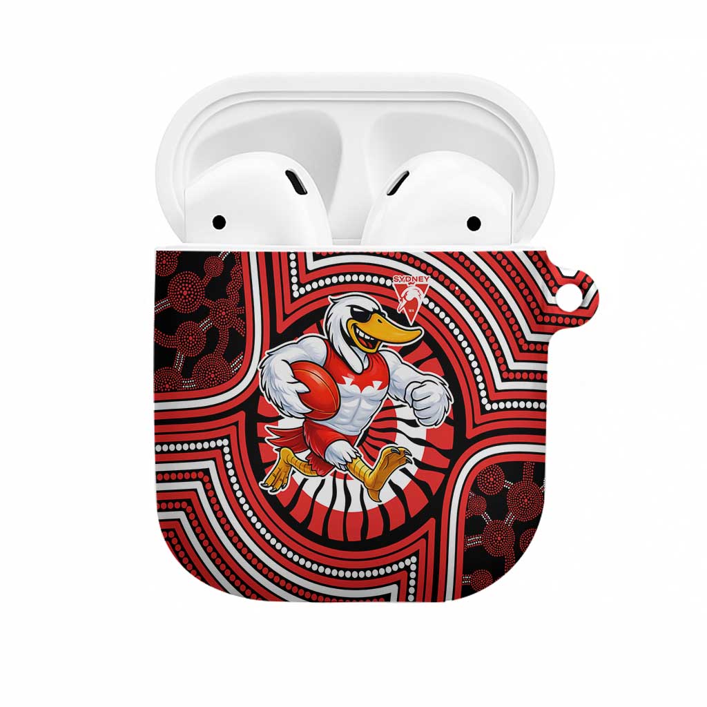 Sydney Swans AirPods Case Indigenous Monochrome Dot Art Mascot Style