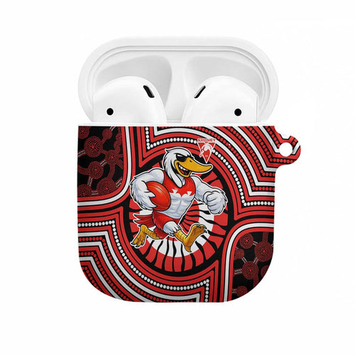 Sydney Swans AirPods Case Indigenous Monochrome Dot Art Mascot Style