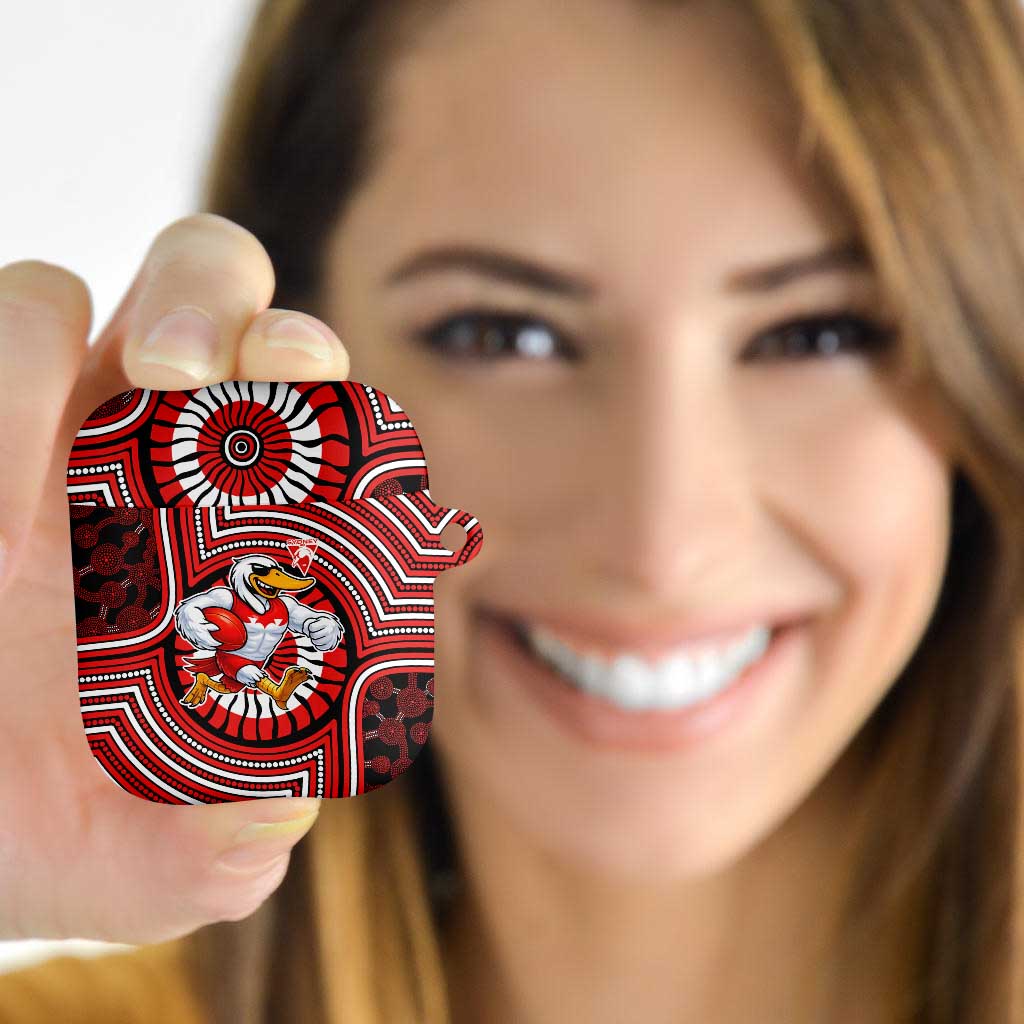 Sydney Swans AirPods Case Indigenous Monochrome Dot Art Mascot Style
