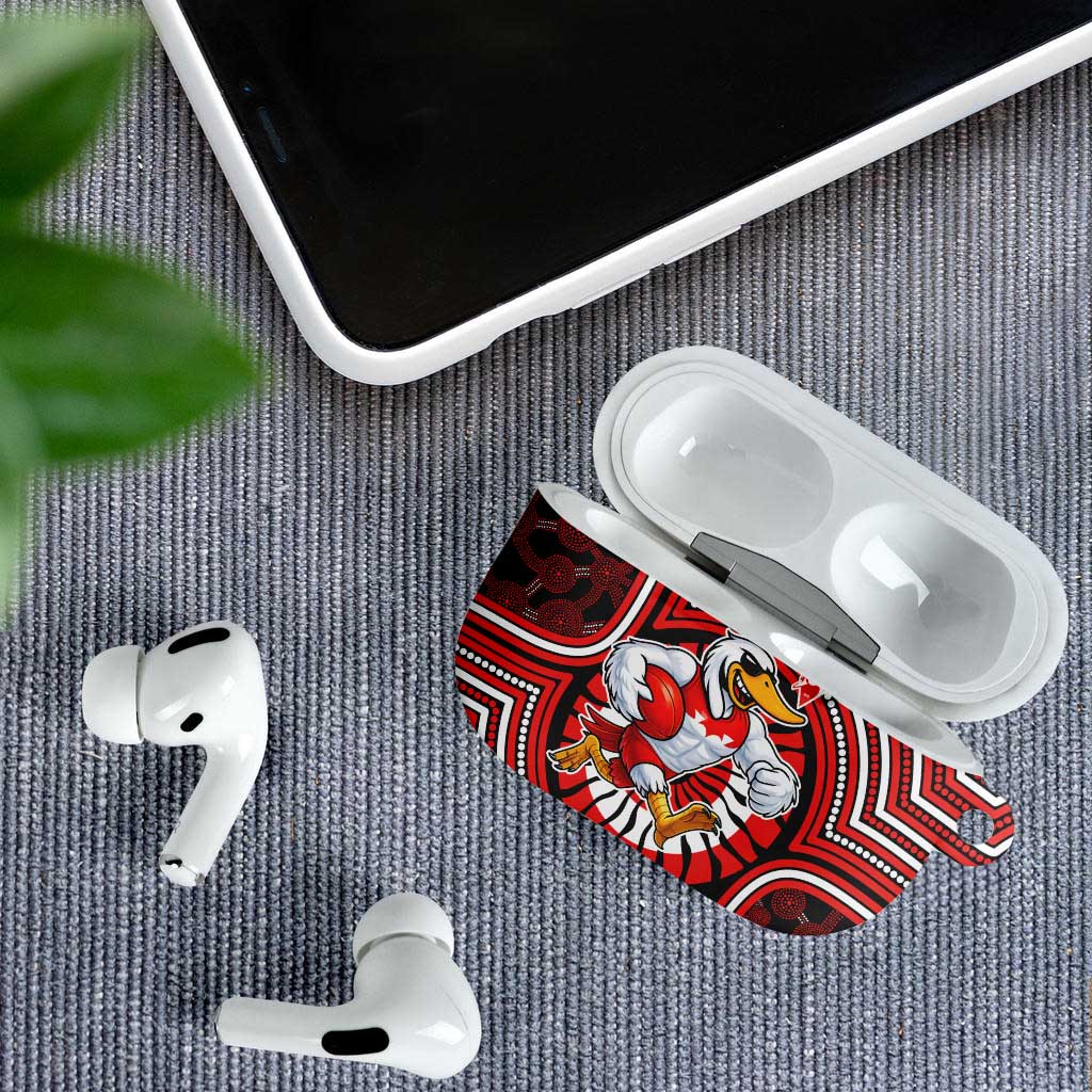 Sydney Swans AirPods Case Indigenous Monochrome Dot Art Mascot Style