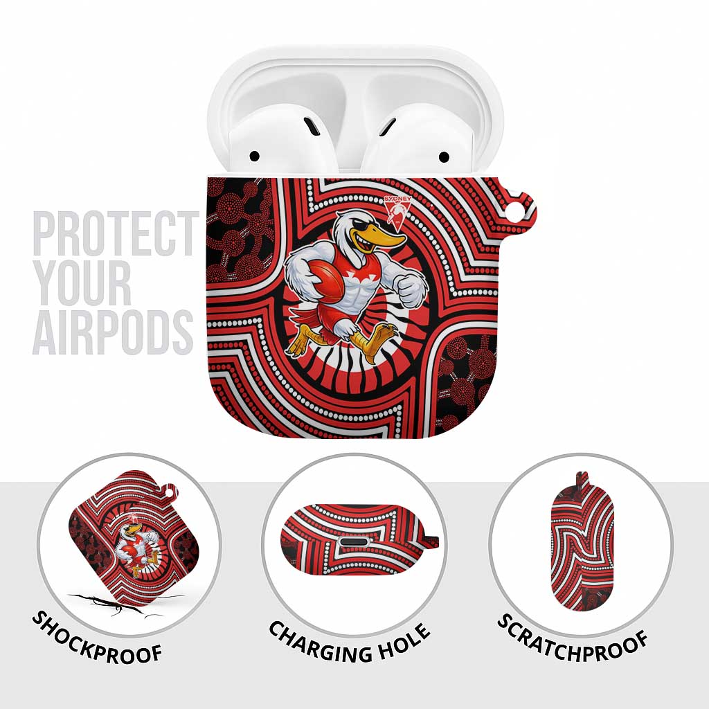 Sydney Swans AirPods Case Indigenous Monochrome Dot Art Mascot Style