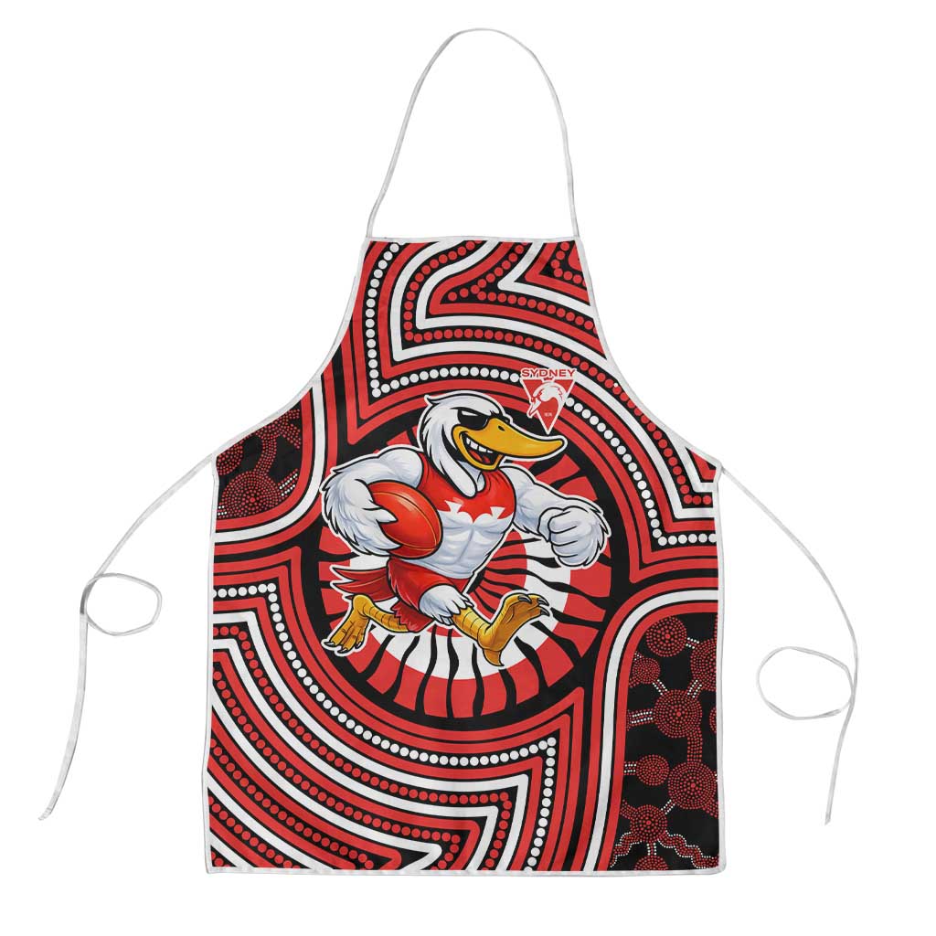 Sydney Swans Apron Indigenous Monochrome Dot Art Mascot Style