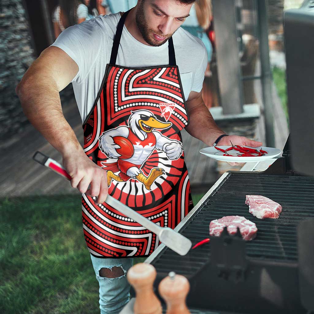 Sydney Swans Apron Indigenous Monochrome Dot Art Mascot Style