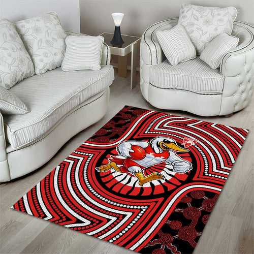 Sydney Swans Area Rug Indigenous Monochrome Dot Art Mascot Style
