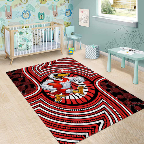 Sydney Swans Area Rug Indigenous Monochrome Dot Art Mascot Style
