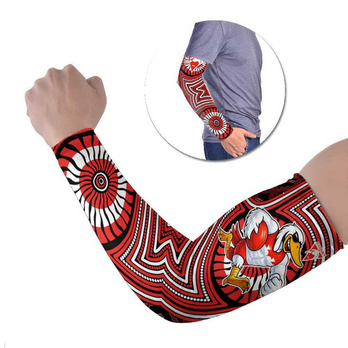 Sydney Swans Arm Sleeves Indigenous Monochrome Dot Art Mascot Style