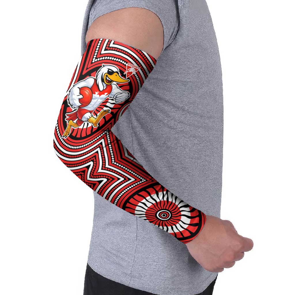 Sydney Swans Arm Sleeves Indigenous Monochrome Dot Art Mascot Style