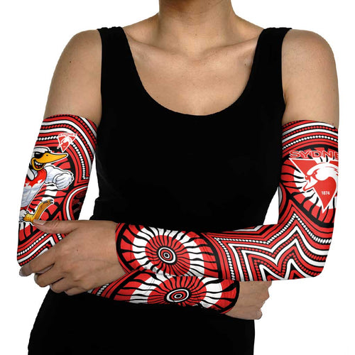 Sydney Swans Arm Sleeves Indigenous Monochrome Dot Art Mascot Style