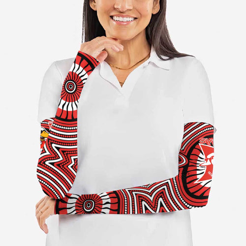 Sydney Swans Arm Sleeves Indigenous Monochrome Dot Art Mascot Style