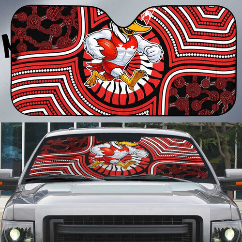 Sydney Swans Auto Sun Shade Indigenous Monochrome Dot Art Mascot Style