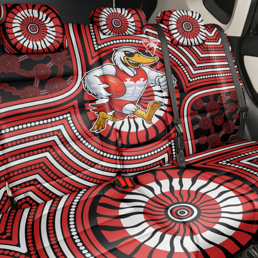Sydney Swans Back Car Seat Cover Indigenous Monochrome Dot Art Mascot Style