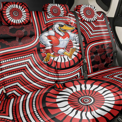 Sydney Swans Back Car Seat Cover Indigenous Monochrome Dot Art Mascot Style