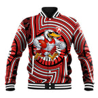 Sydney Swans Baseball Jacket Indigenous Monochrome Dot Art Mascot Style