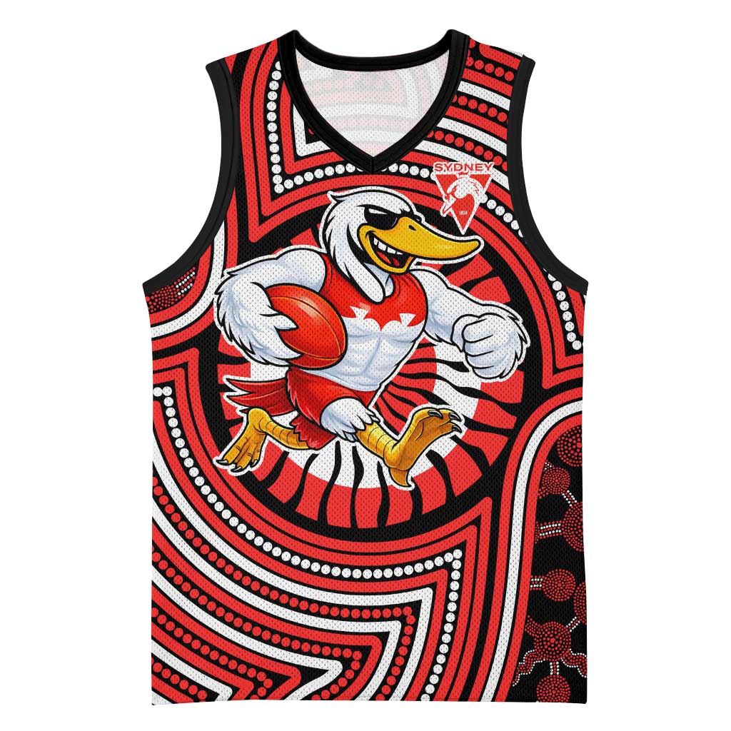 Sydney Swans Basketball Jersey Indigenous Monochrome Dot Art Mascot Style