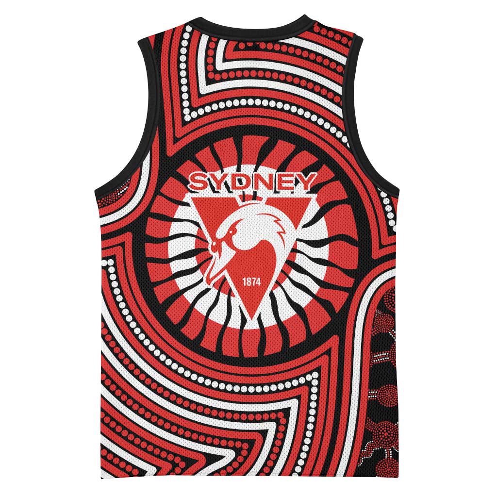 Sydney Swans Basketball Jersey Indigenous Monochrome Dot Art Mascot Style