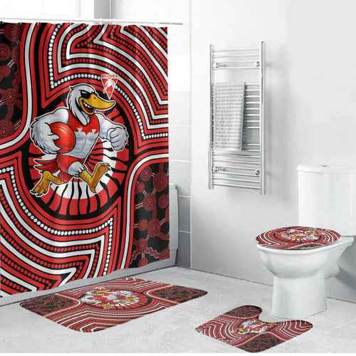 Sydney Swans Bathroom Set Indigenous Monochrome Dot Art Mascot Style