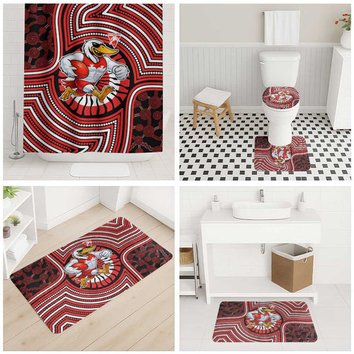 Sydney Swans Bathroom Set Indigenous Monochrome Dot Art Mascot Style