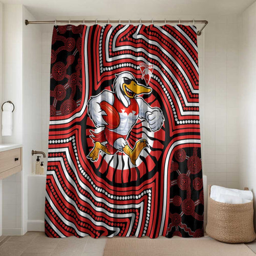 Sydney Swans Bathroom Set Indigenous Monochrome Dot Art Mascot Style