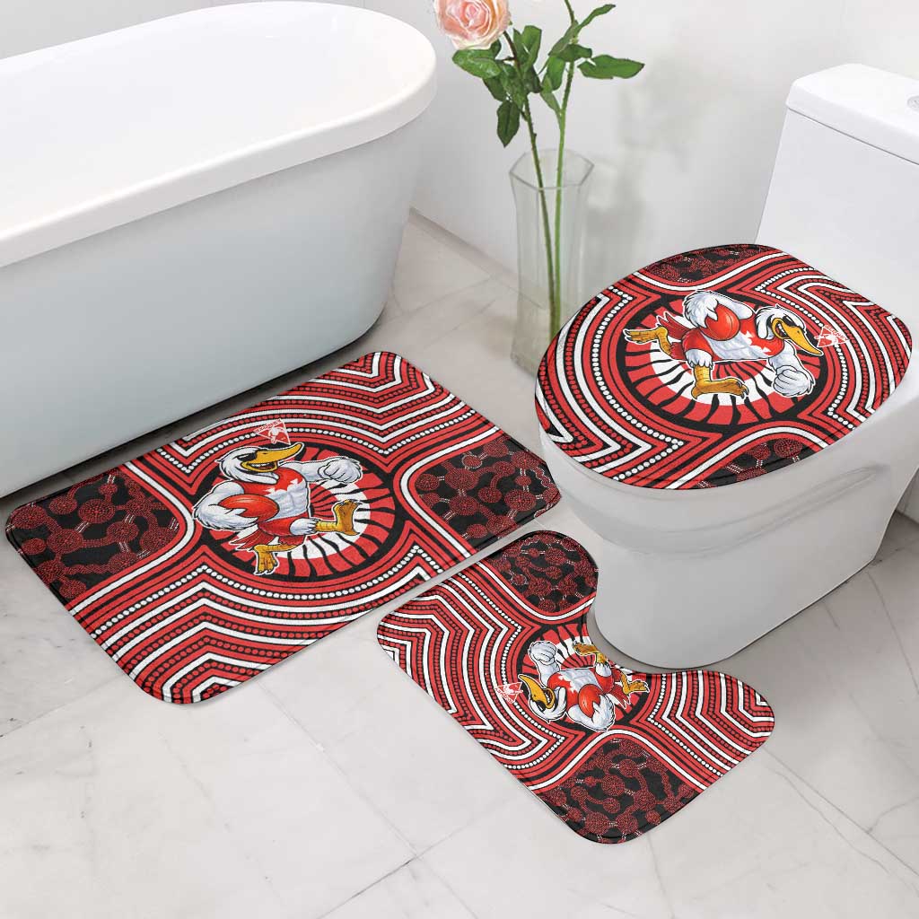 Sydney Swans Bathroom Set Indigenous Monochrome Dot Art Mascot Style
