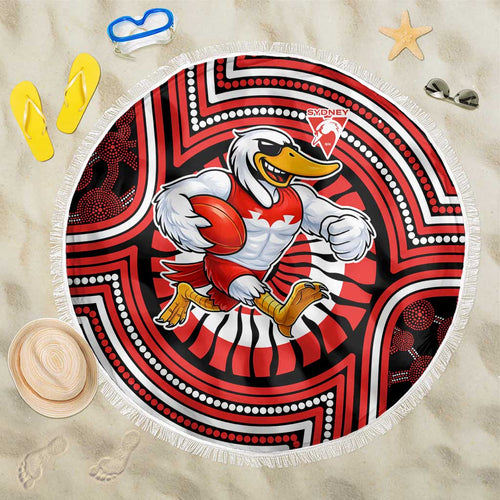 Sydney Swans Beach Blanket Indigenous Monochrome Dot Art Mascot Style